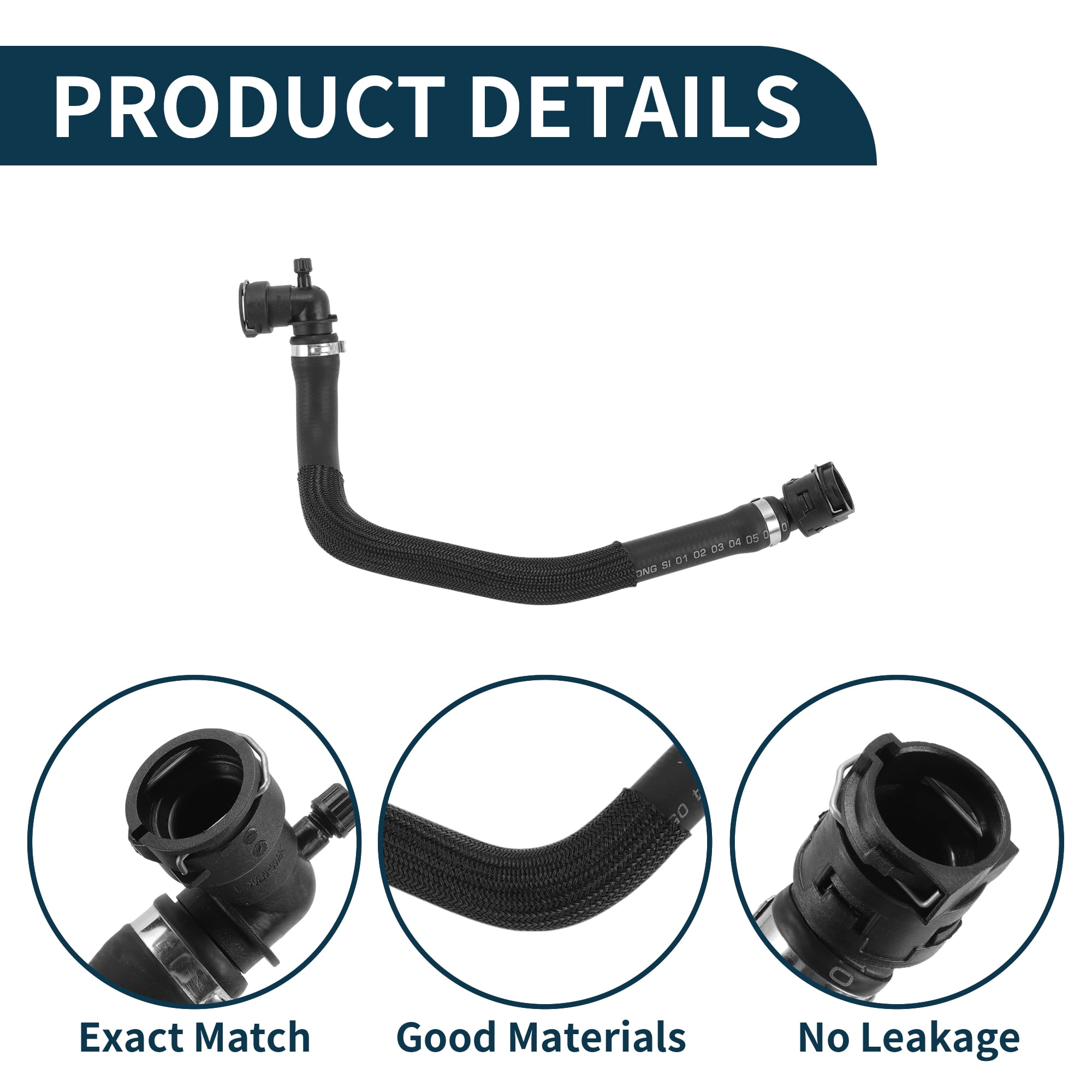 Unique Bargains Radiator Hose Heater Hose Radiator Outlet Hose Pipe for Peugeot 408 2014-2022 No.9803391880 Rubber Heating Water Pipe Black 1 Pc