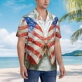 thumbnail image 3 of Yiaed Patriotic Butterfly Floral Print Hawaiian Shirt for Men Short Sleeve Button Down Shirts Beach Shirts for Men,X-Large, 3 of 7