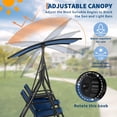 thumbnail image 1 of Balançoire de Porche Extérieure pour 2 Personnes - Auvent Ajustable, Pare-Soleil - Porte-Gobelets et Table Pivotante de Rangement - Sac Glacière Inclus - Cadre en Acier Robuste - Balançoire de Patio pour Jardin, Balcon, Bord de Piscine - Fini Bleu, 1 of 8