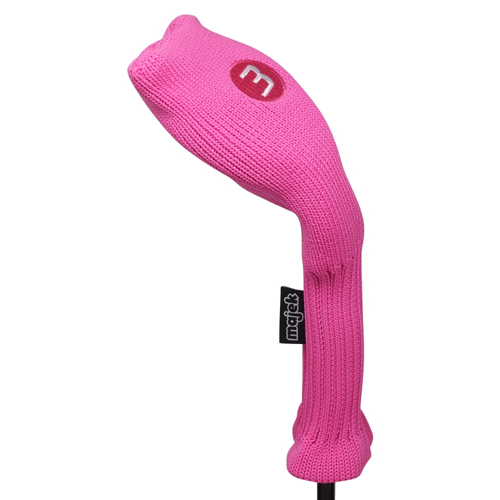 Majek All Hybrid Golf Club Pink Headcover Set 3-SW. Neoprene Acrylic Head Covers 3 4 5 6 7 8 9 PW SW