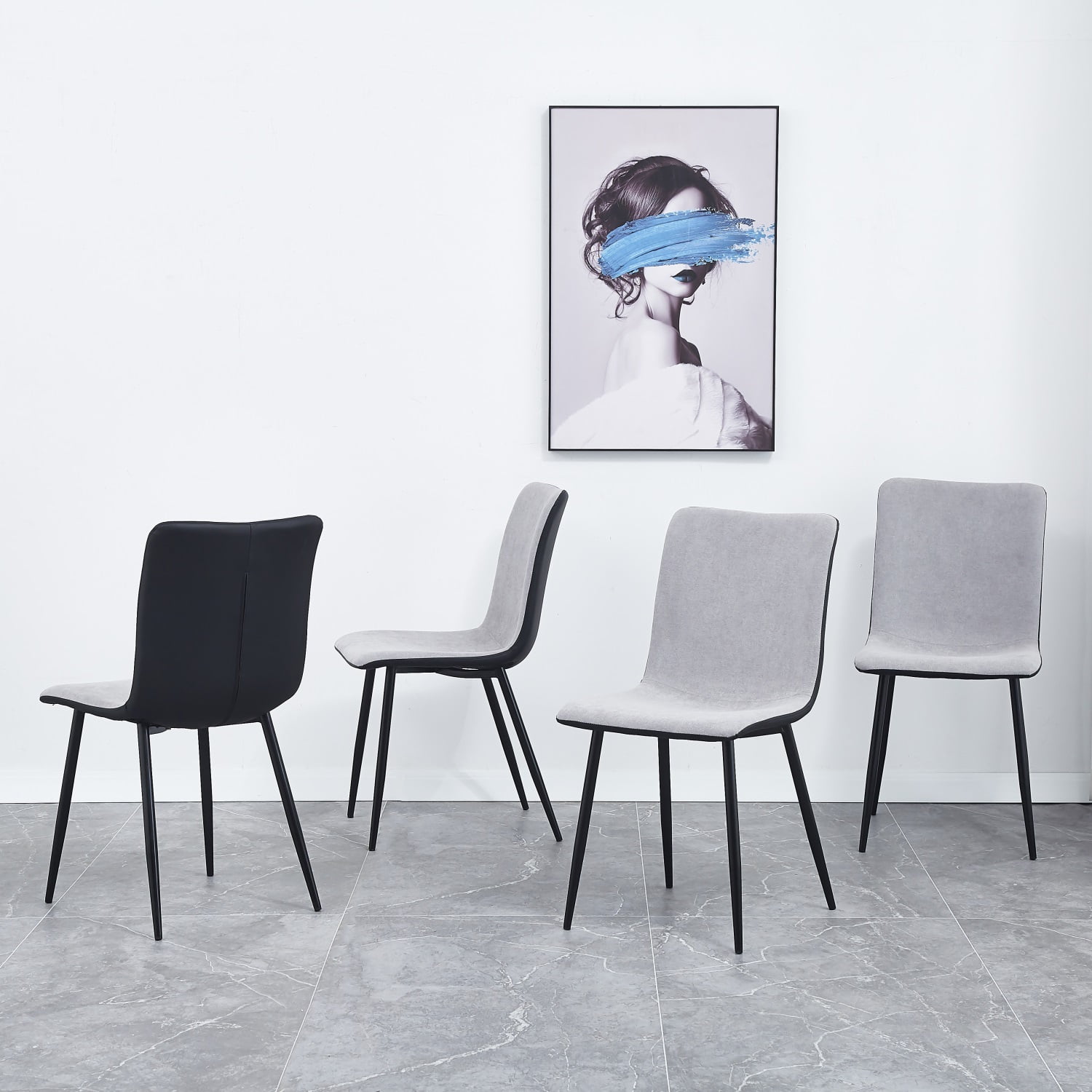 Kadyn Dining Chair 4-piece Set, Kitchen Dining Room Chair with Fabric Cushion, Seat Back and Brown Metal Leg, Linen Dining Side Chairs for Living Room, Gray Kadyn Dining Chair 4-piece Set, Kitchen Dining Room Chair with Fabric Cushion, Seat Back and Brown Metal Leg, Linen Dining Side Chairs for Living Room, Gray