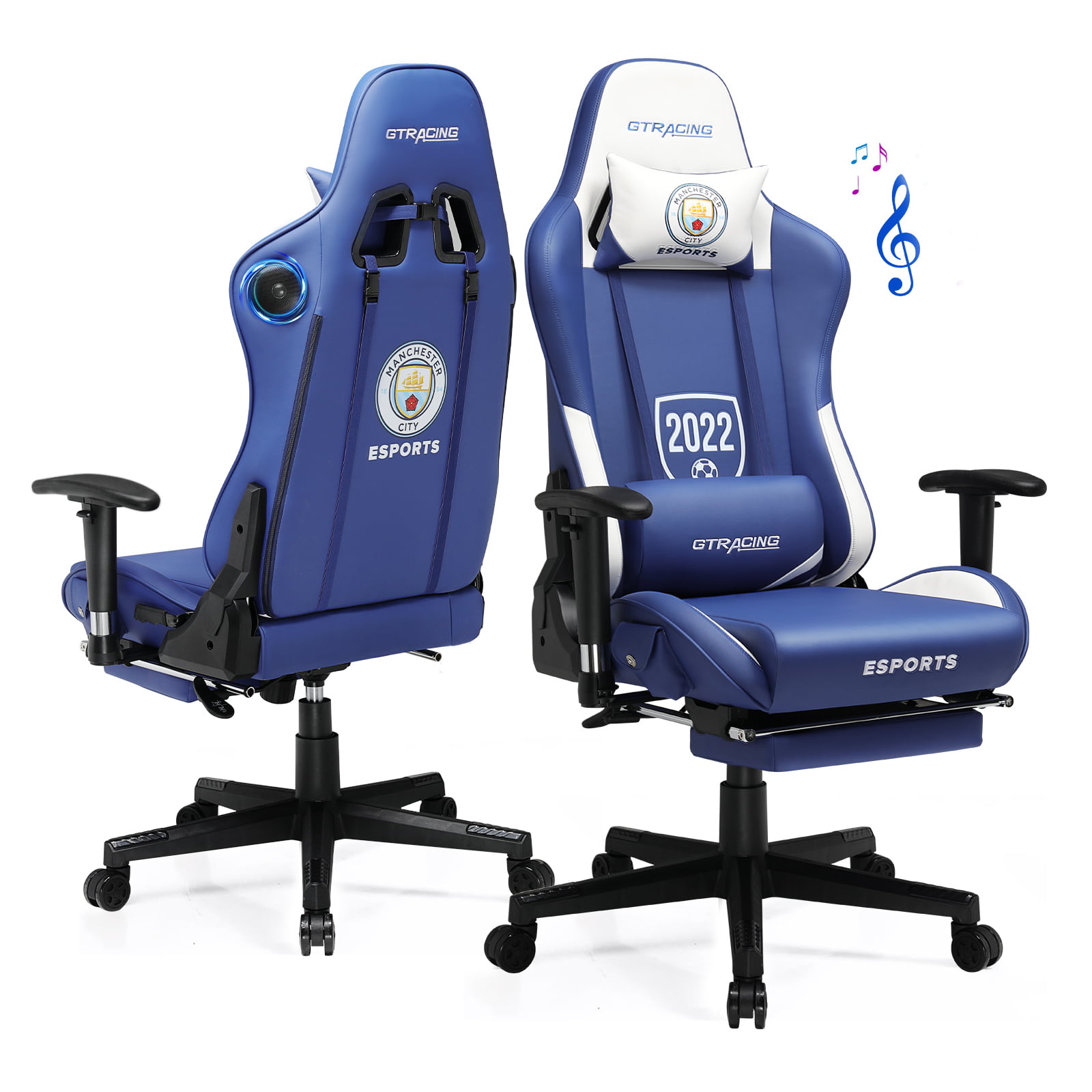 Gtracing Gaming Chair with Footrest & Bluetooth Speakers Music Video Game Chair 