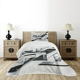 thumbnail image 3 of Ambesonne Black and White Quilted Bedspread Set 2 Pcs, Marble Print Effect, Twin Size, Off White and Dark Grey, 3 of 4