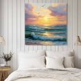 thumbnail image 5 of Wall Art Prints, Summer Ocean Waves Framed Canvas Prints for Bedroom Living Room Bathroom Office, Watercolor Cloud Sunset Seagull Gallery Wrap Wall Art Poster for Gifts Home Decor 28"x28", 5 of 9