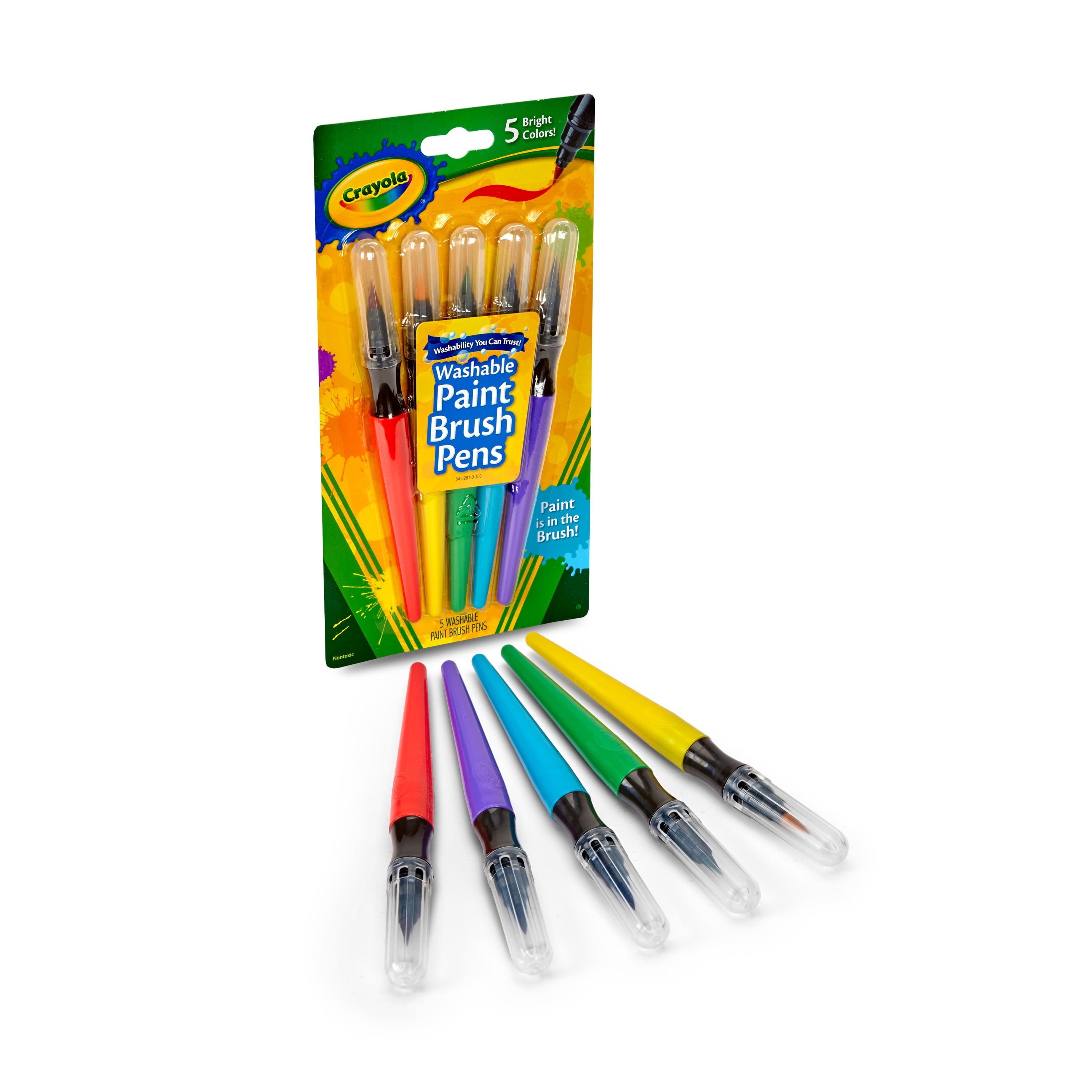 Paint brush pens 5/pcs Washable Primary assorted – Skool Krafts