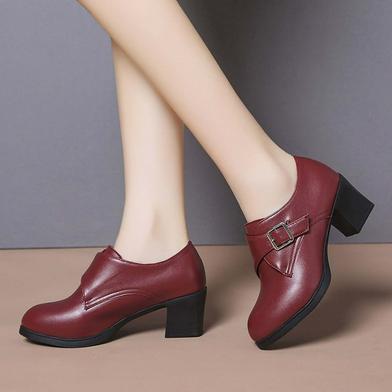 Lhked Women s Comfort High Heels Shoes Pointed Toe Chunky Heel