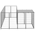 thumbnail image 4 of vidaXL Dog Kennel Steel Outdoor Puppy Enclosure Cage Black/Silver Multi Sizes, 4 of 43