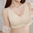 thumbnail image 4 of JGGSPWM Front Button Closure Bras for Older Women Convenient Lace Wireless Seamless Comfort Plus Size Bra Beige XXXL, 4 of 4