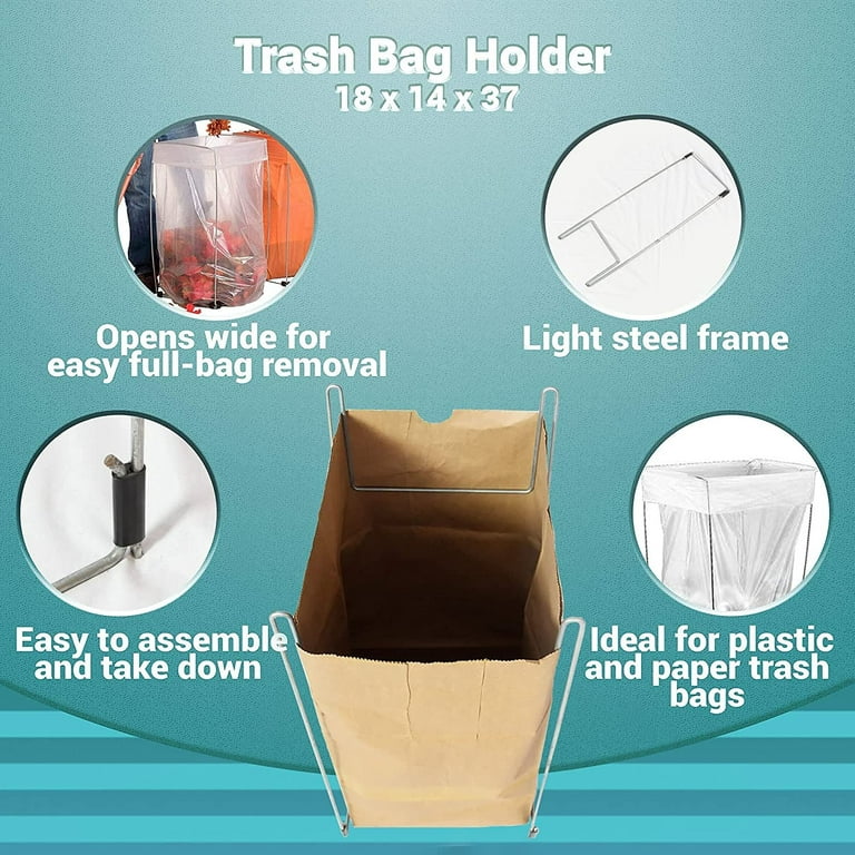 Trash Bag Holder Steel Waste Container Holder Plastic 16 x 37
