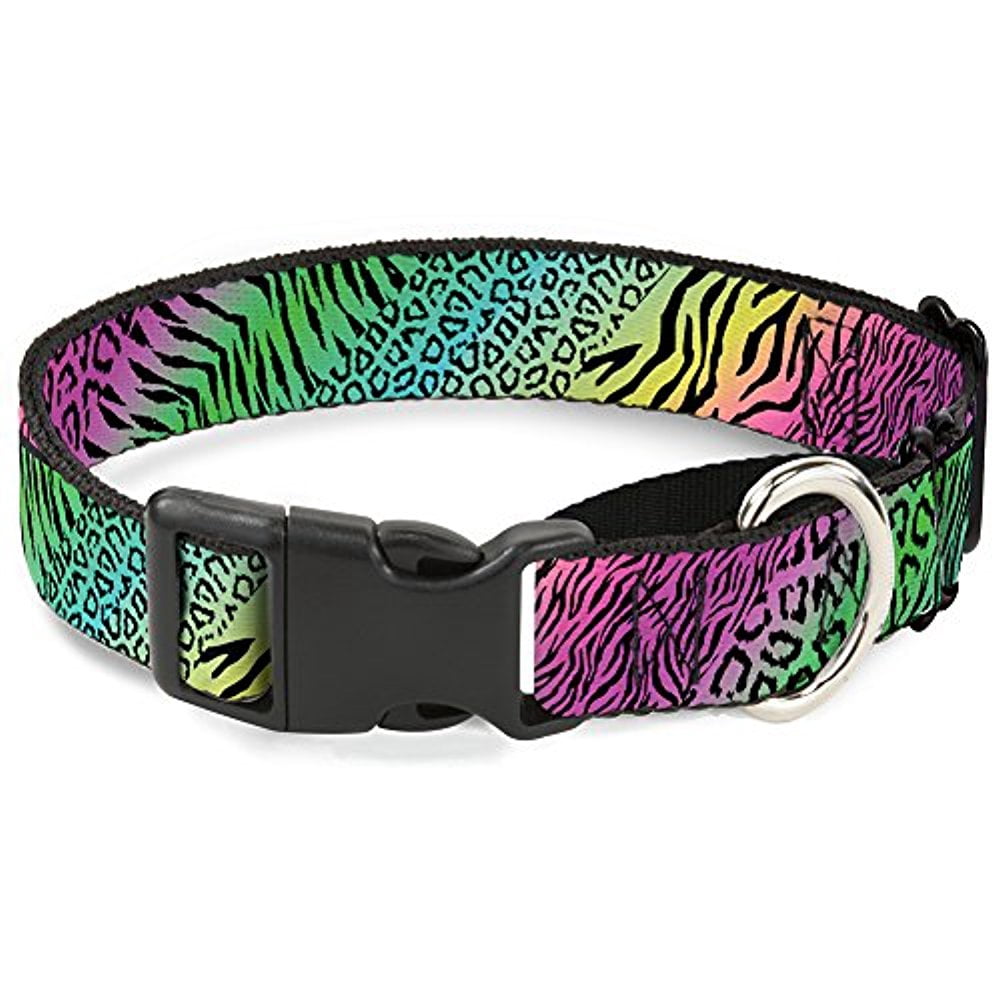 Buckle-Down Animal Skins Rainbowith Black Martingale Dog Collar