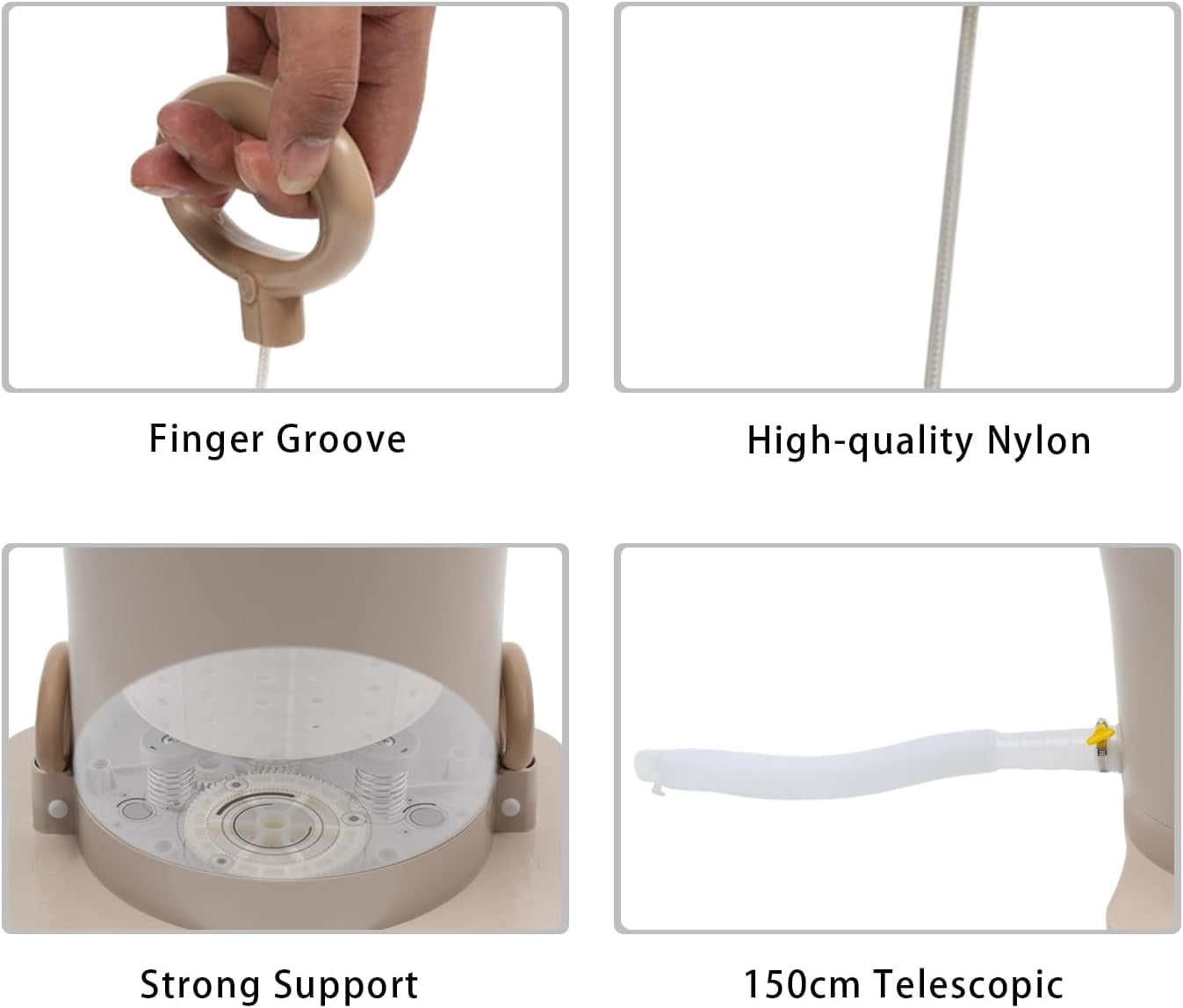 Manual Clothes Dryer Portable Mini Dryer Foot Powered Compact Spin Dryer Machine Non Electric Laundry Dryer for RV Camping Apartment Dorm(Khaki)