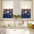 thumbnail image 2 of Christmas Blue Kitchen Curtains and Valances Set, Rod Pocket Curtains Tier Farmhouse Window Curtains 24 Inch Length, Poinsettia Flowers Ball Leaves Snowflake 3 Piece Kitchen Curtains Set, 2 of 6