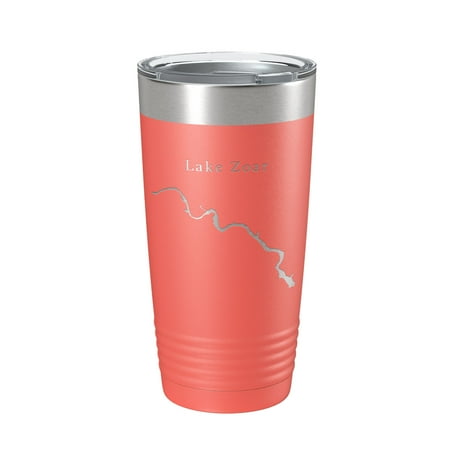 

Lake Zoar Map Tumbler Travel Mug Insulated Laser Engraved Coffee Cup Housatonic River Connecticut 20 oz Coral