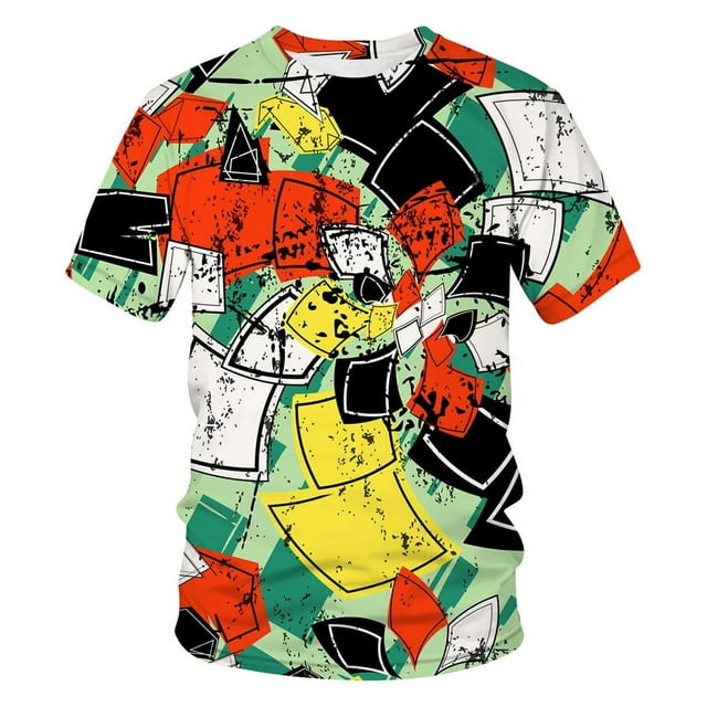 2024 T Shirte 3d Retro Printing Crew Neck Clothing Unisex Top