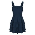 thumbnail image 5 of UPPADA Summer Dresses for Women Casual Double Layer Ruffles Lace up Dress Solid Sling Sleeveless Beach Dress, 5 of 5