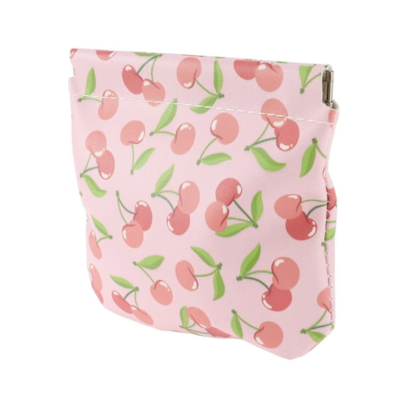 Unique Bargains 1 Pc Women Snap Closure Cosmetic Bag for Vacation Outdoor Activities Pink PU