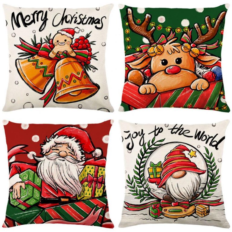 Christmas Pillow Covers 18x18 Set of 4 Throw Pillow Cover Holiday Xmas  Decor