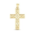thumbnail image 2 of JewelStop 14K Yellow Gold with Finish Diamond Cut/Textured Vine Cross Pendant-45mm X 25mm, 2 of 5