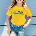 thumbnail image 2 of PMVFHDE Hauts d'Été pour Filles T-Shirts d'Été Manches Courtes pour Filles Tunique Manches Courtes pour Filles T-Shirts d'Été Manches Courtes Col Rond pour Enfants avec Imprimés Mensuels Jaune, 5-6 Ans, 2 of 4