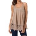 thumbnail image 3 of Women Sleeveless Round Neck Crochet Hem Stitching Tank Top, 3 of 5