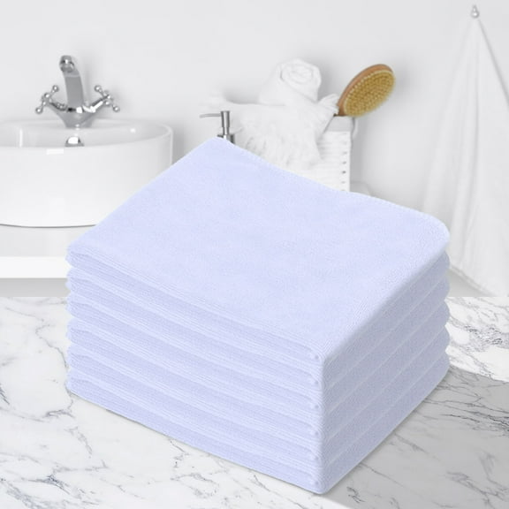 EazyTech Premium 6 Pack Super Soft Hand Towels Thickened Absorbent Quick-Dry Hair & Body Towels Set for Face, Hands, Kitchen, Car Cleaning, Durable & Washable 12"x24" (White)