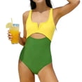 thumbnail image 2 of Mceream Girls V Neck Color Block Summer Swimwear One Piece Cutout Ruched High Waisted Bathing Suits Wrap Tie Back Tummy Control Beachwear 3-14 Years, 2 of 7