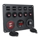 thumbnail image 2 of Panel de Interruptor de 5 Entradas, Panel de Interruptor de Palanca Dual USB 4.2A, Voltímetro Digital para Remolque, Yate, RV, Coche Automo luz roja, 2 of 8