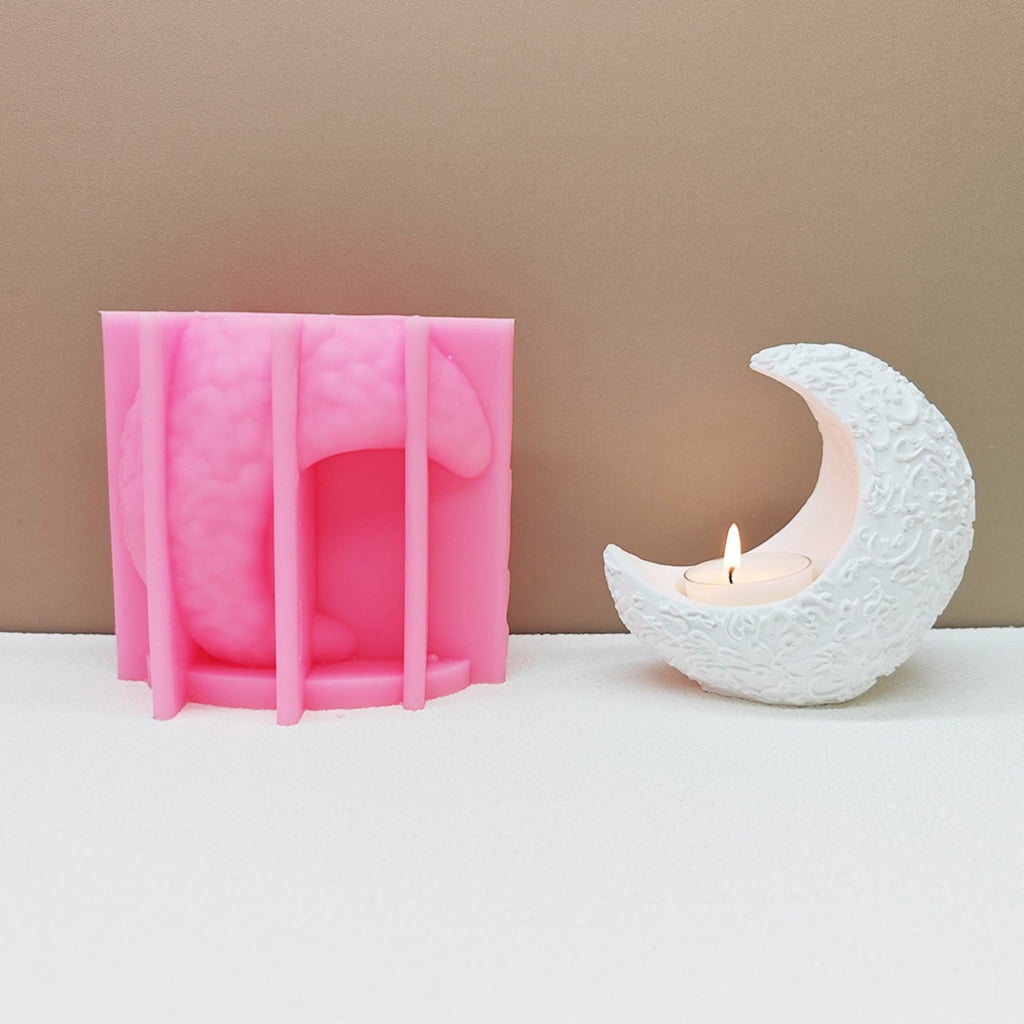 Moon Shape Candle Holder Molds Silicone Tealight Stand Molds for Epoxy Resin