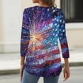 thumbnail image 6 of Women's 250th Anniversary USA Shirt Patriotic American Flag Print V-Neck Button 3/4 Sleeve T-Shirt, 6 of 6