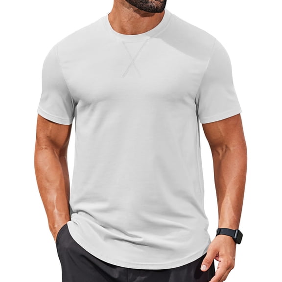 COOFANDY Mens Muscle T Shirts Casual Short Sleeve Shirt Crew Neck Cotton Tee Shirts 1-2 Pack Athletic Gym Shirts Basics Workout Shirts
