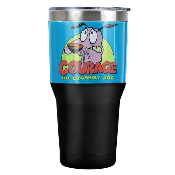 Courage The Cowardly Dog Colorful Courage Stainless Steel Tumbler 30 oz Coffee Travel Cup, Vacuum Insulated & Double Wall with Leakproof Sliding Lid