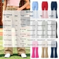 thumbnail image 4 of Cargo Flare Pants for Girls Solid Color High Waist Trousers with Multiple Pockets for Casual & Outfit Wear, 4 of 8