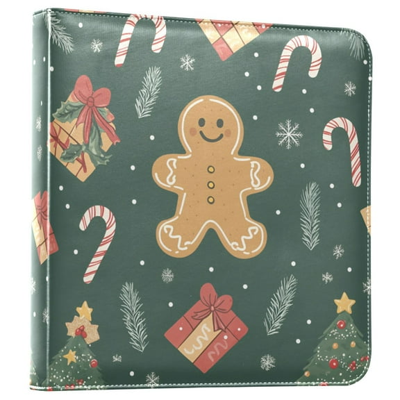 FORMRS 3 Ring Photo Album 4"x6" Self Adhesive Large Capacity PU Leather Cover, Brown Christmas Gingerbread