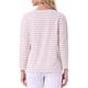 thumbnail image 3 of Camisetas de pijama para mujeres INSPIRE CHIC, con estampado a rayas, camisetas de dormir de algodón, de manga larga, cuello redondo, blusas, 2XL, a rayas rosas, 3 of 6