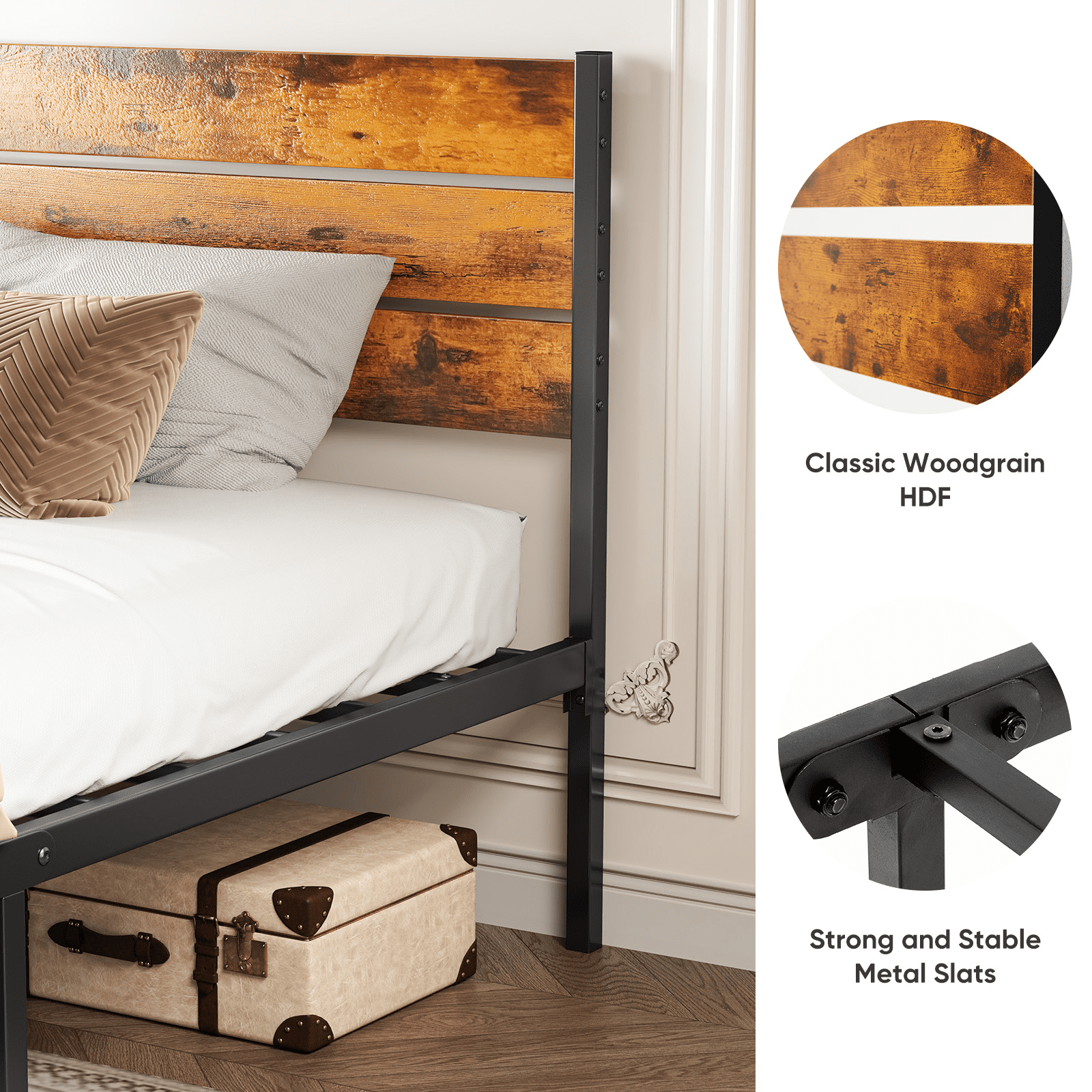 MAYEERTY Twin Metal Bed Frame - Headboard & Footboard, 800LBS Slats, No Box Spring