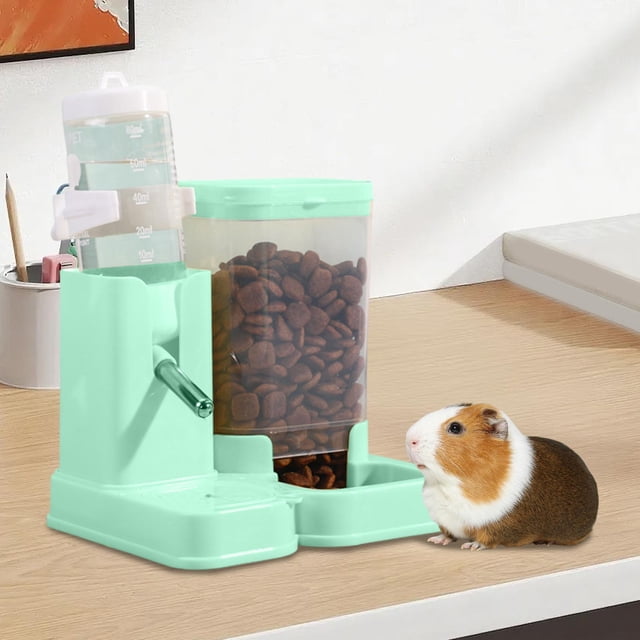 Dispensador automático de agua y comida para hámster, dos en uno, antiderrames, multifunción, de plástico, colgante y desmontable.