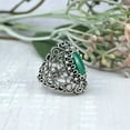thumbnail image 4 of Filigree Art Malachite Gemstone Lace Detailed Women Silver Statement Ring, 4 of 7
