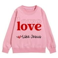 thumbnail image 4 of Girl's Love Prints Sweatshirt Crewneck Long Sleeve Cute Valentine's Day Pullover Hoodless Tops for Child A-Pink 5-6 T, 4 of 5
