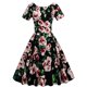 thumbnail image 1 of Puntoco Vestido De Manga Corta Con Cuello En V, Vestido De Fiesta Con Estampado Retro Estilo Hepburn De Manga Corta Con Cuello En V Para Mujer Negro L, 1 of 7
