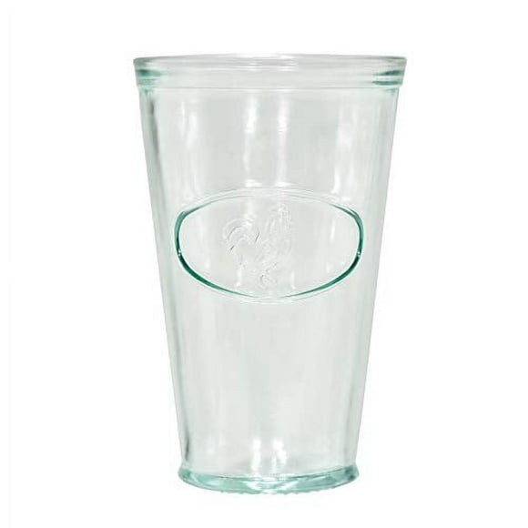 Amici Home Verre Hiball Coq 16 Oz Fabriqué à l'Italienne, Verre Recyclé avec Teinte Verte, Verre à Boire avec Motif Embossé pour Eau, Jus, cocktails (Ensemble de 6)
