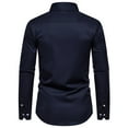 thumbnail image 4 of HAPIMO Men's Slim Business Shirts Stripe Sales Fashion Clearance Long Sleeve Athletic Tops Lapel Button-Up Tees Holiday Comfy Daily Casual Sport Cotton Linen Blue M, 4 of 9