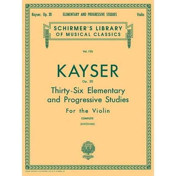 Schirmer's Library of Musical Class 36 Elementary and Progressive Studies Op. 20 Violin Method Schirmer Library of Classics Volume 750 Essential Exercises f, (Paperback)