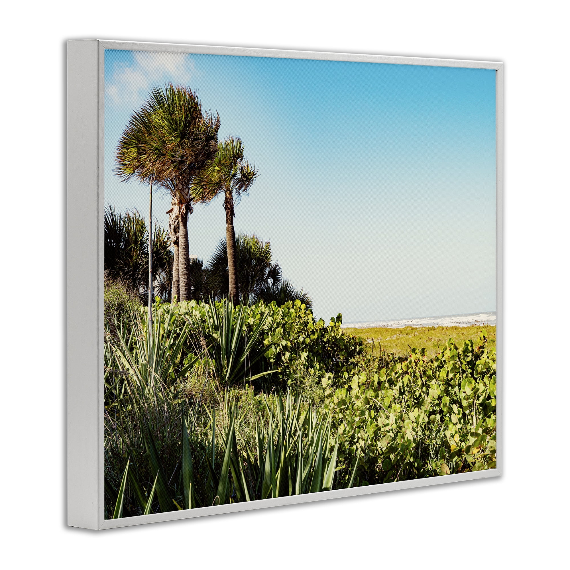 Stupell Industries Lush Tropical Shoreline Landscape Photography White Framed Art Print Wall Art, 14 x 11