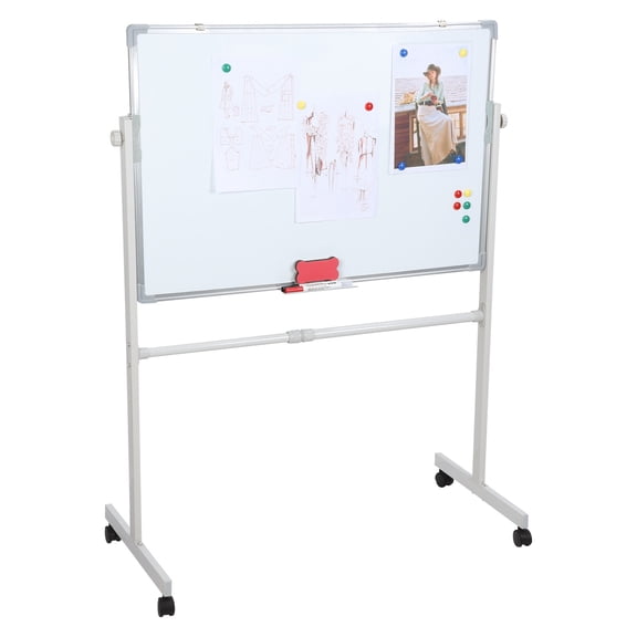35.4"x23.6" Double Sided Rolling Whiteboard with Stand, Adjustable Height Mobile Dry Erase Board on Wheels for Office, Classroom & Home