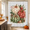 thumbnail image 2 of Christmas Shower Curtain, Waterproof Shower Curtains for Bathroom, Winter Xmas Red Green Pumpkin Pine Needle Check Washable Fabric Bathtub Curtain Set Bath Decor with 12 Hooks Stall 36"x72", 2 of 8