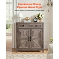 thumbnail image 2 of KFFKFF Coffee Bar Cabinet, Farmhouse Coffee Bar Table with Drawer, Buffet Stand Cabinet with 2 Barn Doors, Sideboard Buffet Station, Grey, 2 of 9
