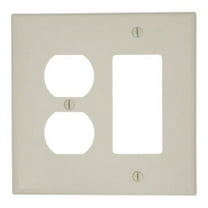 Leviton PJ826-T Light Almond Midway Nylon Two Gang Combination Duplex Receptacle Decora Wall Plate