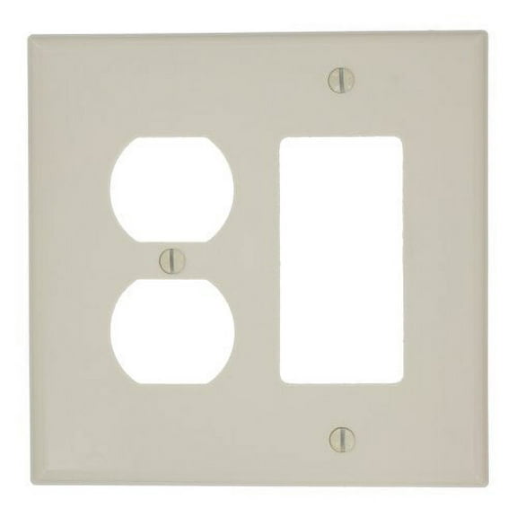 Leviton PJ826-T Light Almond Midway Nylon Two Gang Combination Duplex Receptacle Decora Wall Plate