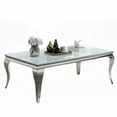 thumbnail image 3 of White Glass Top and Silver Stainless Steel Cabriole-Style Legged 1pc Coffee Table for Living Room Decor, 3 of 12