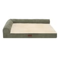 thumbnail image 2 of Plush & Grid Cord Orthopedic Deluxe L-Chaise Pet Bed for Dogs and Cats - Olive, Jumbo, 2 of 2